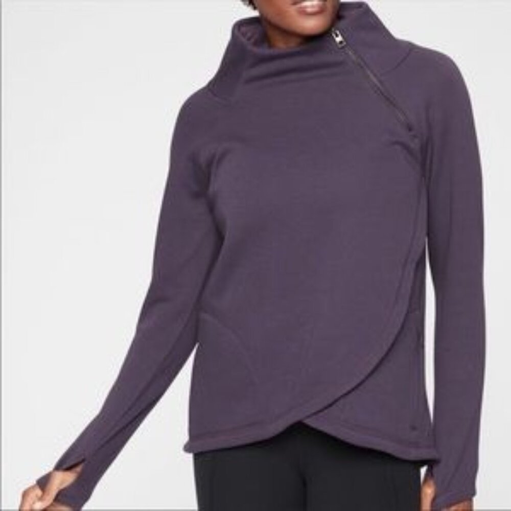 Athleta Cozy Karma Asym Pullover in Deep Crocus Violet (Purple)